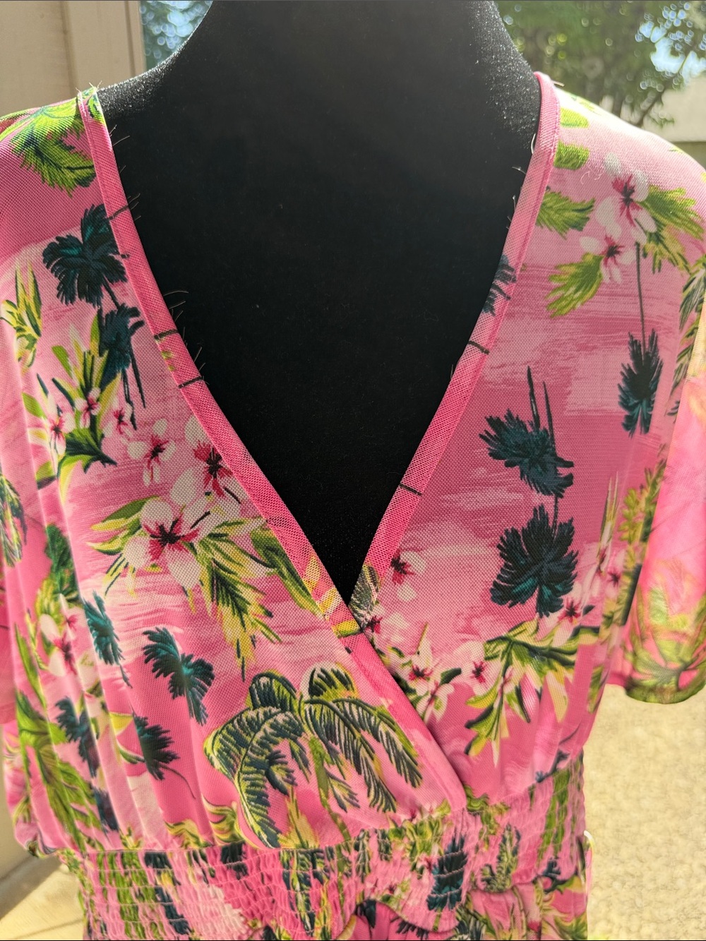 torrid Pink Floral V-Neck swim coverup - Picture 4 of 8